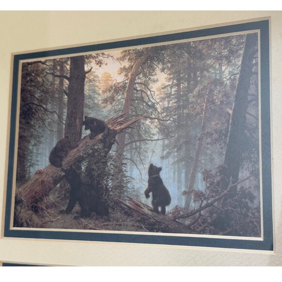 Don Jonas Calligraphy Matted Framed Print Inspirational Rustic Cabin Bears 12x13 - Picture 3 of 10